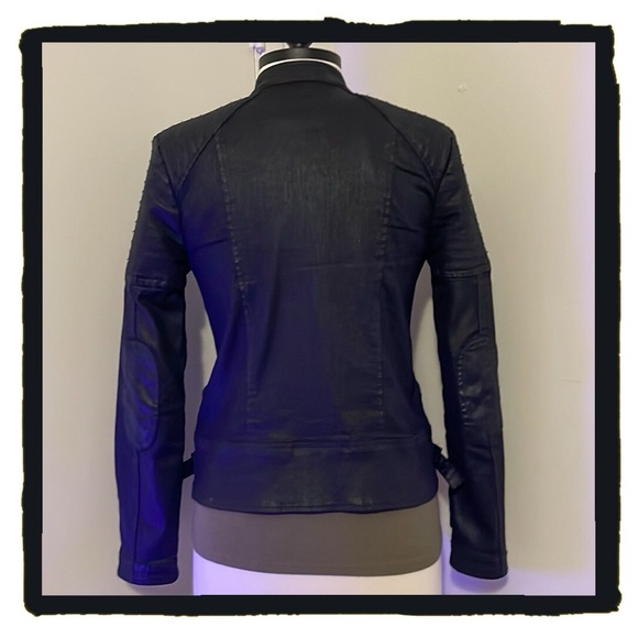 💕Very Sharp Looking 7 For All Mankind Black Wax Coated Moto Jacket💕 - Picture 12 of 13